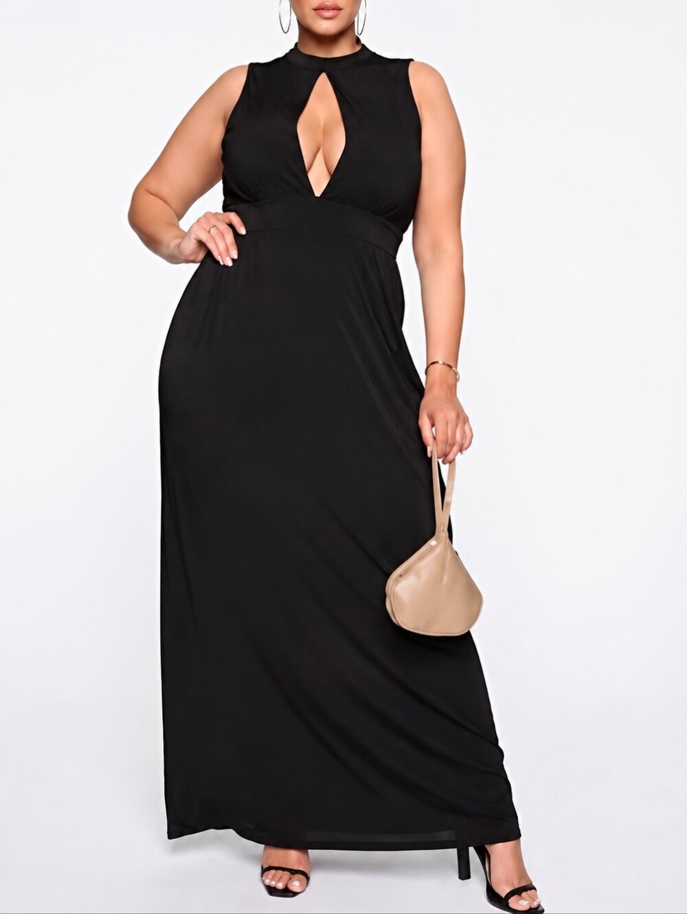 Fashion Nova | Slide Thru Black Sleeveless Keyhole Maxi Dress